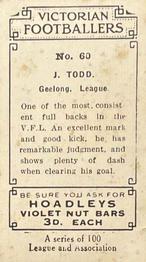 1933 Hoadley's Victorian Footballers #60 George Todd Back
